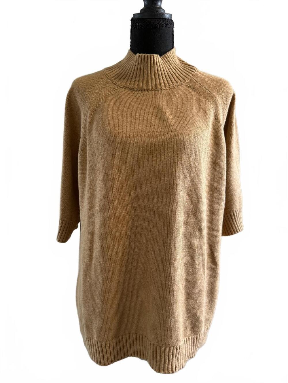 Banana Republic Camel Ribbed Mock Neck Short Sleeve Sweater Women’s Large